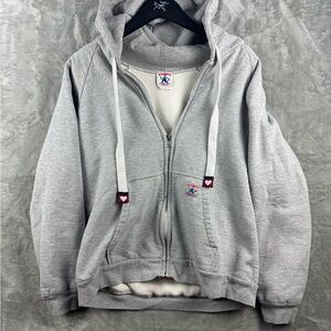 Randy Garments Thermal Lined Zip Up Hoodie Sweater Mens Large USA Heavy Utility